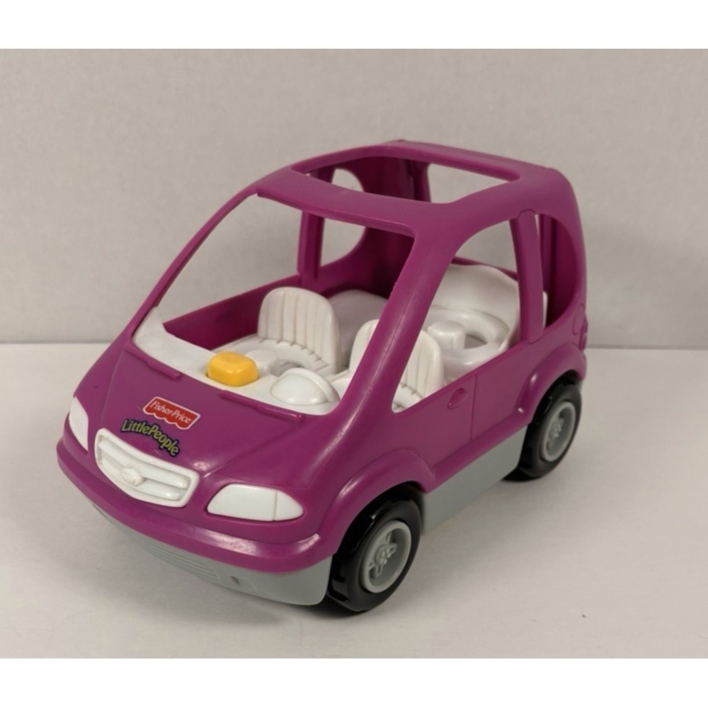 VTG Fisher Price Little People Family Van Car Purple Tested and Working!